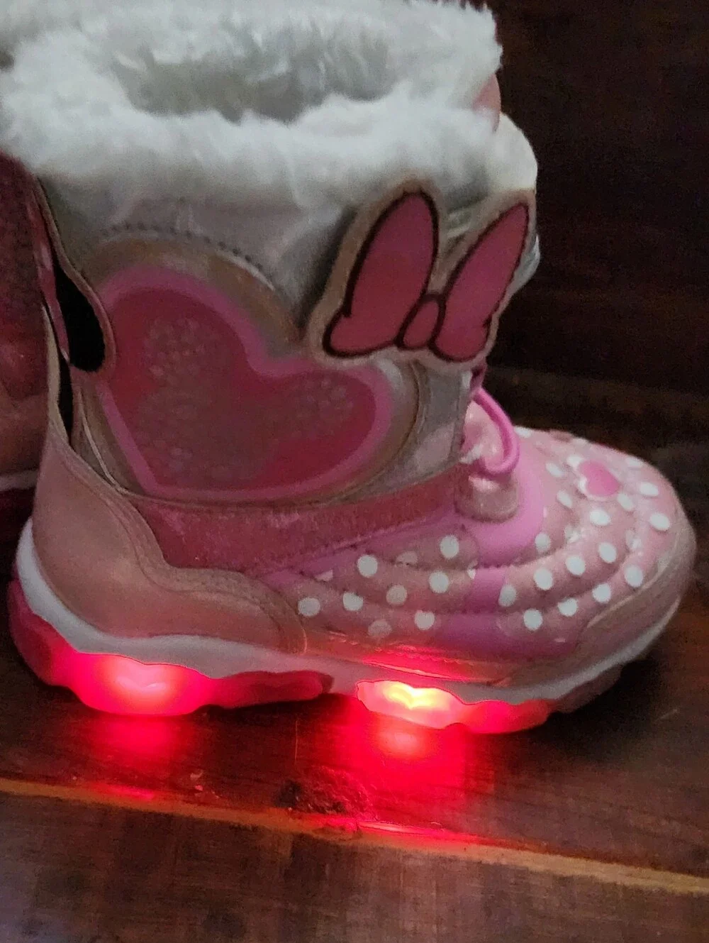 Disney Minnie Mouse Toddler Girls Pink Light-Up Winter Snow Boots